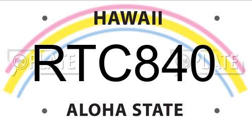 RTC840 Hawaii License Plate