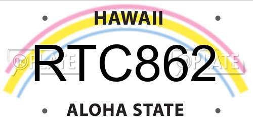 RTC862 Hawaii License Plate