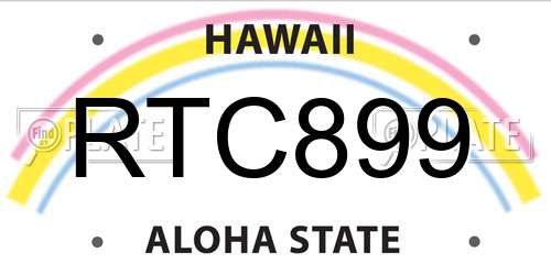 RTC899 Hawaii License Plate