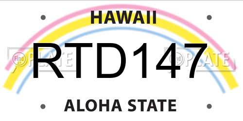 RTD147 Hawaii License Plate