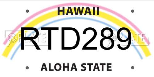RTD289 Hawaii License Plate