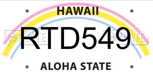 RTD549 Hawaii License Plate