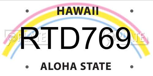 RTD769 Hawaii License Plate