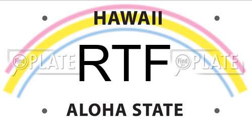 RTF Hawaii License Plate