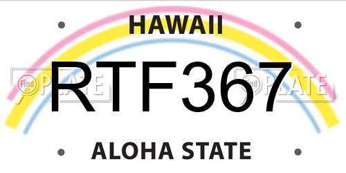 RTF367 Hawaii License Plate