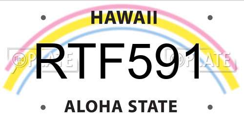 RTF591 Hawaii License Plate