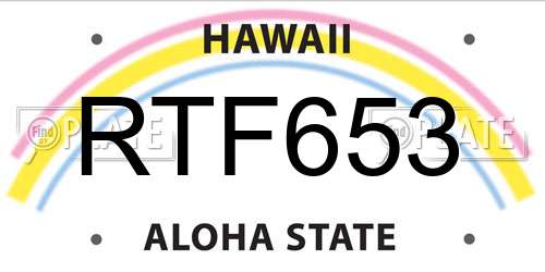 RTF653 Hawaii License Plate