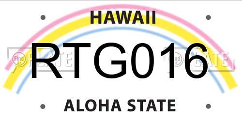 RTG016 Hawaii License Plate