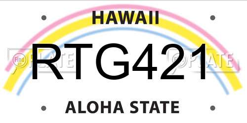 RTG421 Hawaii License Plate