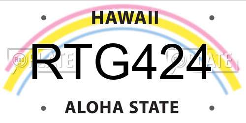 RTG424 Hawaii License Plate