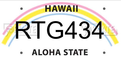 RTG434 Hawaii License Plate