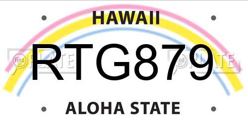 RTG879 Hawaii License Plate