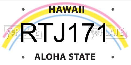 RTJ171 Hawaii License Plate