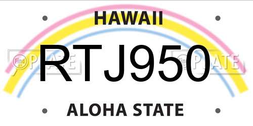 RTJ950 Hawaii License Plate