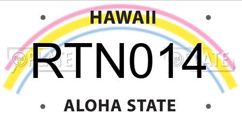 RTN014 Hawaii License Plate