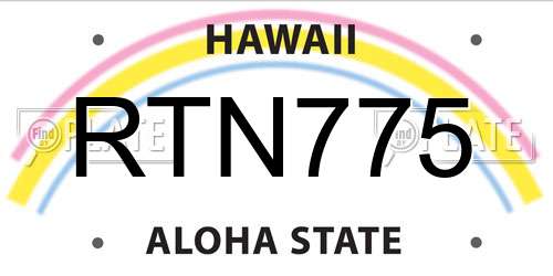 RTN775 Hawaii License Plate
