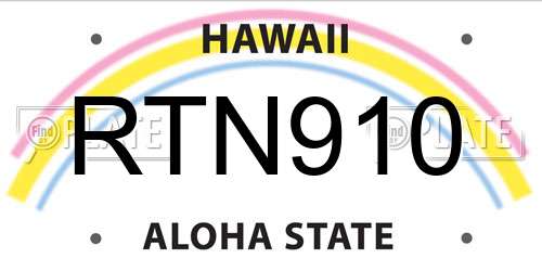 RTN910 Hawaii License Plate