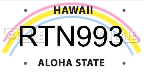 RTN993 Hawaii License Plate