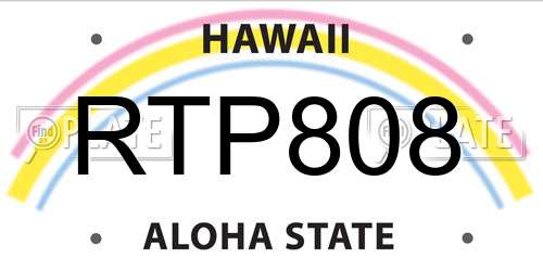 RTP808 Hawaii License Plate