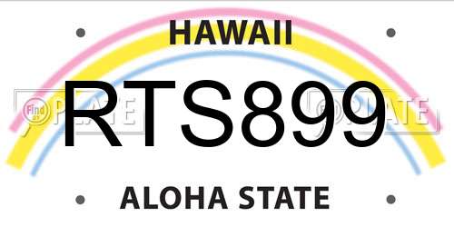 RTS899 Hawaii License Plate