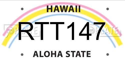 RTT147 Hawaii License Plate