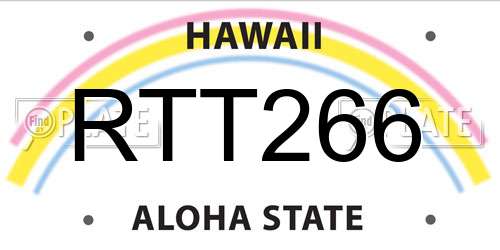 RTT266 Hawaii License Plate