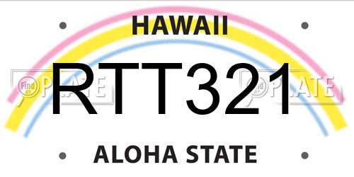 RTT321 Hawaii License Plate