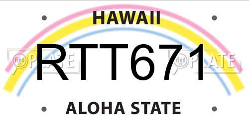 RTT671 Hawaii License Plate
