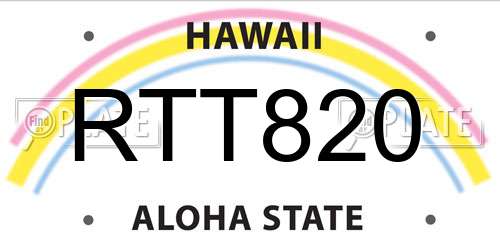 RTT820 Hawaii License Plate