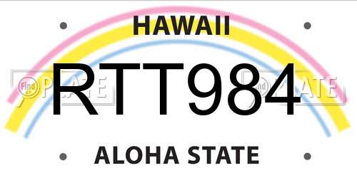 RTT984 Hawaii License Plate