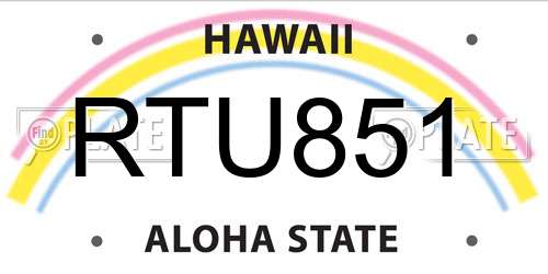 RTU851 Hawaii License Plate