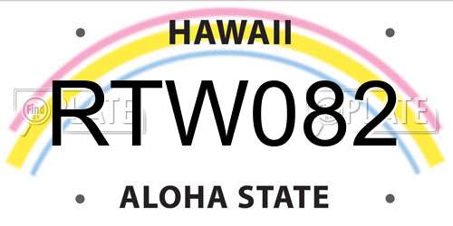 RTW082 Hawaii License Plate