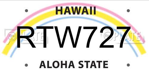 RTW727 Hawaii License Plate