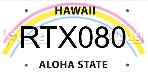 RTX080 Hawaii License Plate