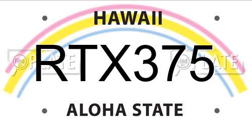RTX375 Hawaii License Plate