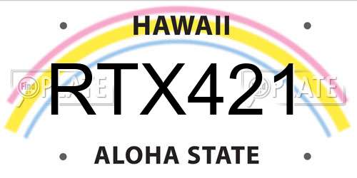 RTX421 Hawaii License Plate