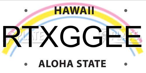 RTXGGEE Hawaii License Plate