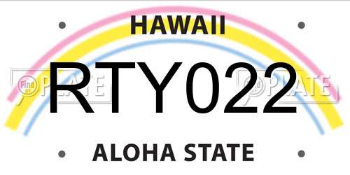 RTY022 Hawaii License Plate