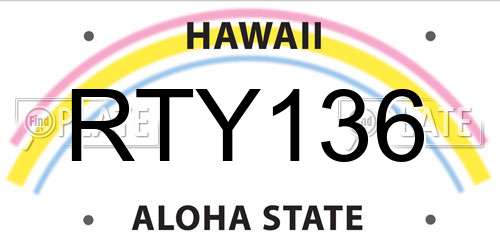 RTY136 Hawaii License Plate
