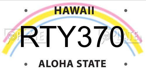 RTY370 Hawaii License Plate