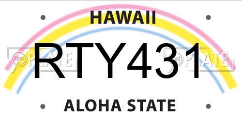 RTY431 Hawaii License Plate