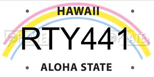 RTY441 Hawaii License Plate