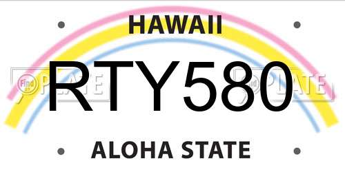 RTY580 Hawaii License Plate