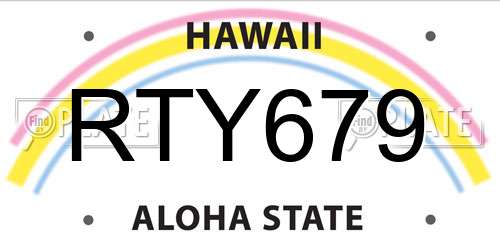 RTY679 Hawaii License Plate