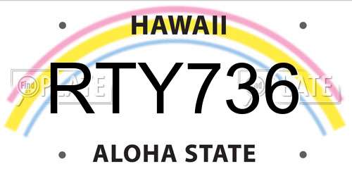 RTY736 Hawaii License Plate