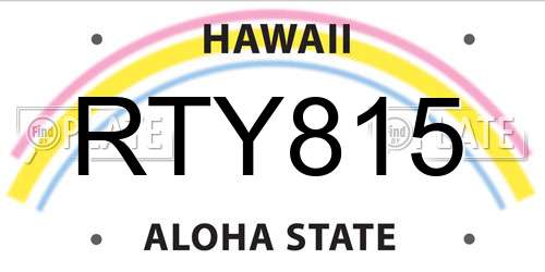 RTY815 Hawaii License Plate