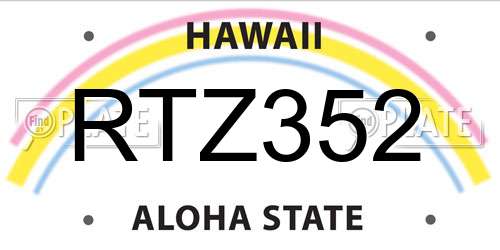 RTZ352 Hawaii License Plate