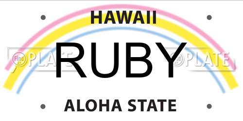 RUBY Hawaii License Plate