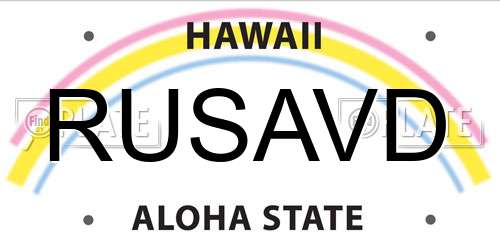 RUSAVD Hawaii License Plate
