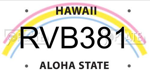 RVB381 Hawaii License Plate